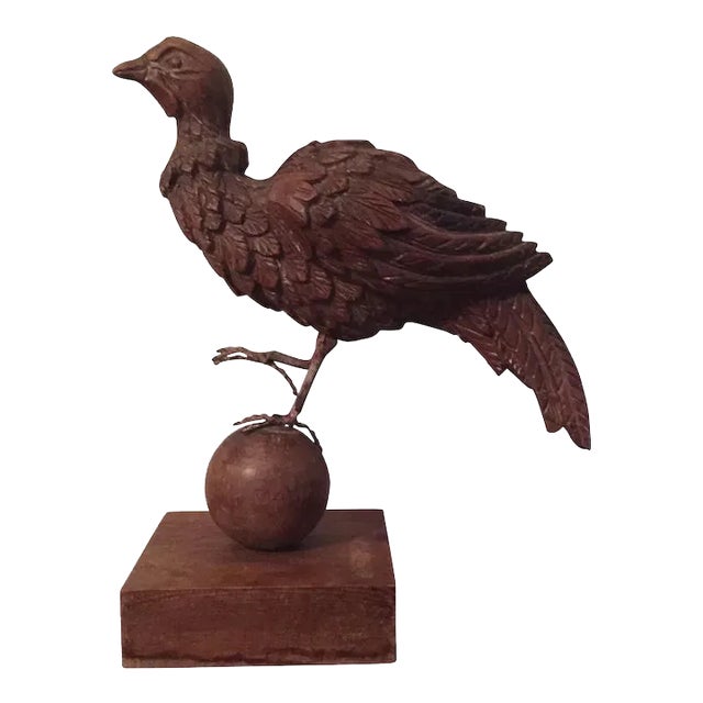 19th Century American Carved Wood Bird Model of a Pheasant For Sale
