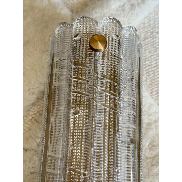 Large crystal glass & brass wall sconce by orrefors & lyfa. 1960s orrefors crystal and brass sconce in size xl in design...