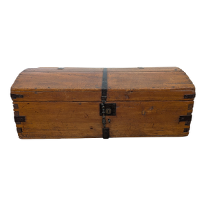 Antique 19th Century Handcrafted Wood and Iron Chest Trunk
