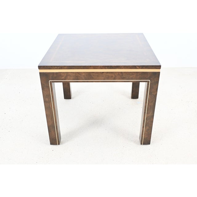 1970s Mastercraft Burled Elm and Brass Accent Side Table For Sale - Image 5 of 18