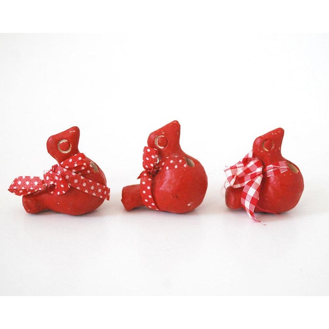 Vintage Rustic Red Clay Bird Whistle Ornaments Set of 3 Chairish