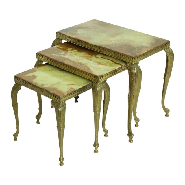 Hollywood Regency Nesting Tables in Onyx and Marble, 1950s, Set of 3 For Sale - Image 16 of 17