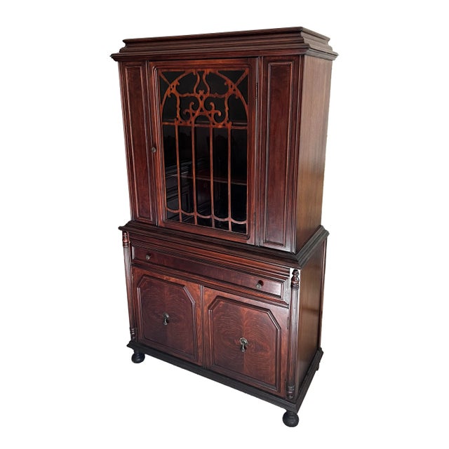 Jacobean 1940's Jacobean Style China Cabinet. For Sale - Image 3 of 8