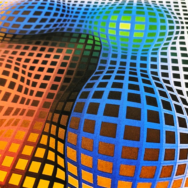 Mid-Century Modern 1970s After Victor Vasarely Limited Numbered Edition Lithograph. For Sale - Image 3 of 8