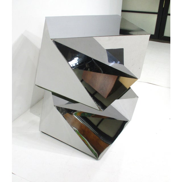 1970's Chromed Origami Styled Angled Side Tables For Sale - Image 12 of 12
