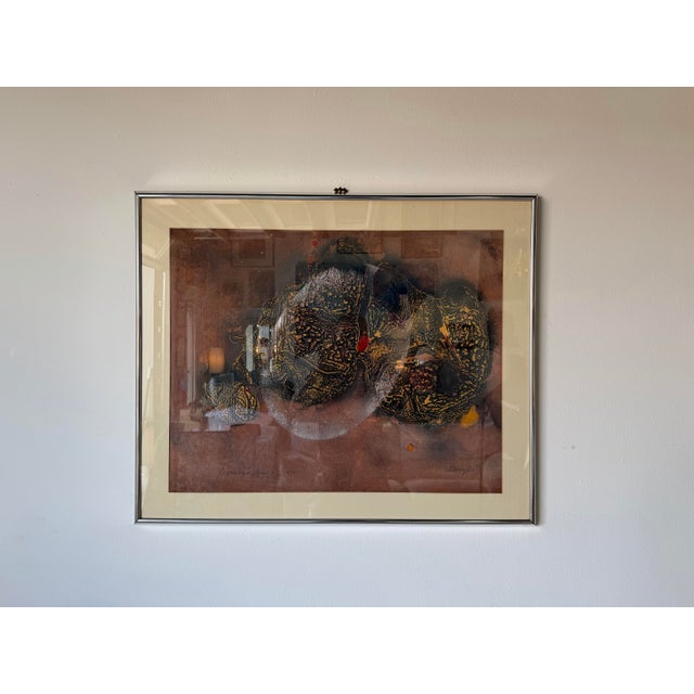Abstract 1979 Vintage Mevarezilo “Cosmología Igneri #2” Mixed Textured Expressionist Abstract Painting For Sale - Image 3 of 12