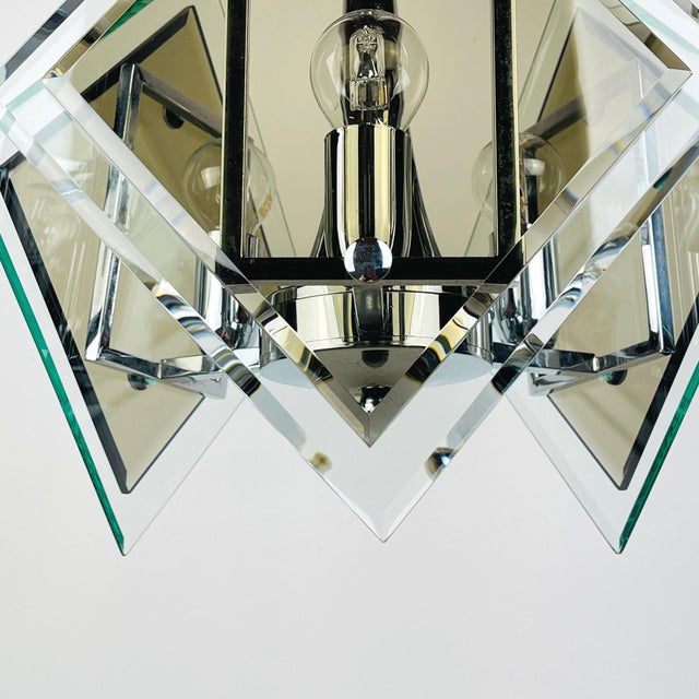 Metal Art Glass Pendant Lamp from Fontana Arte, Italy, 1970s For Sale - Image 7 of 14