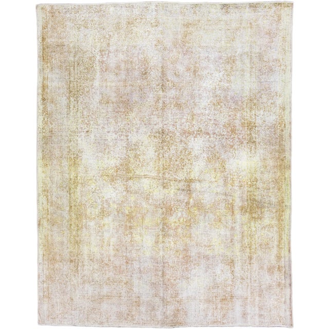 Yellow Vintage Overdyed Handmade Allover Designed Wool Rug For Sale - Image 13 of 13