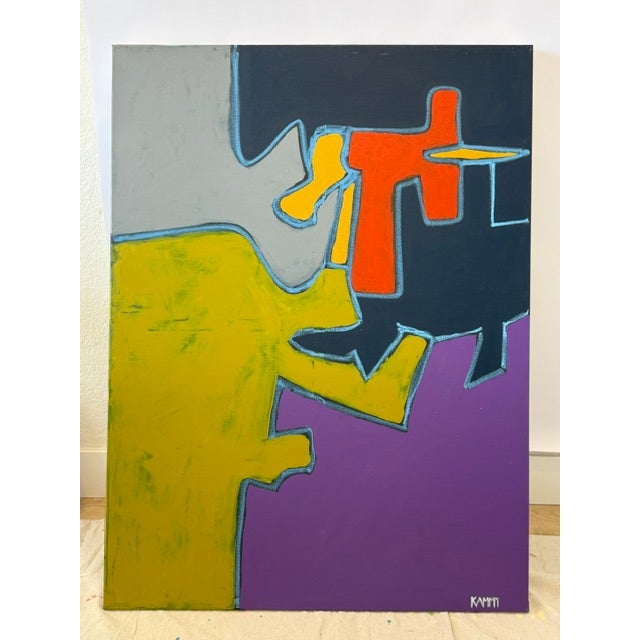 Large 36x48 Mid-Century Modern Abstract Color Block Acrylic Painting on Canvas For Sale In Atlanta - Image 6 of 10