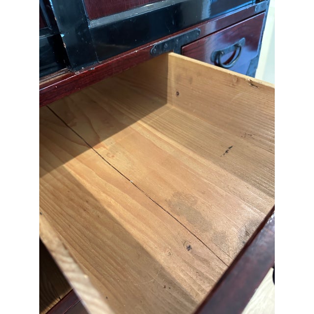 Antique Meji Period Three Section Japanese Isho Tansu Clothing Chest For Sale - Image 13 of 14