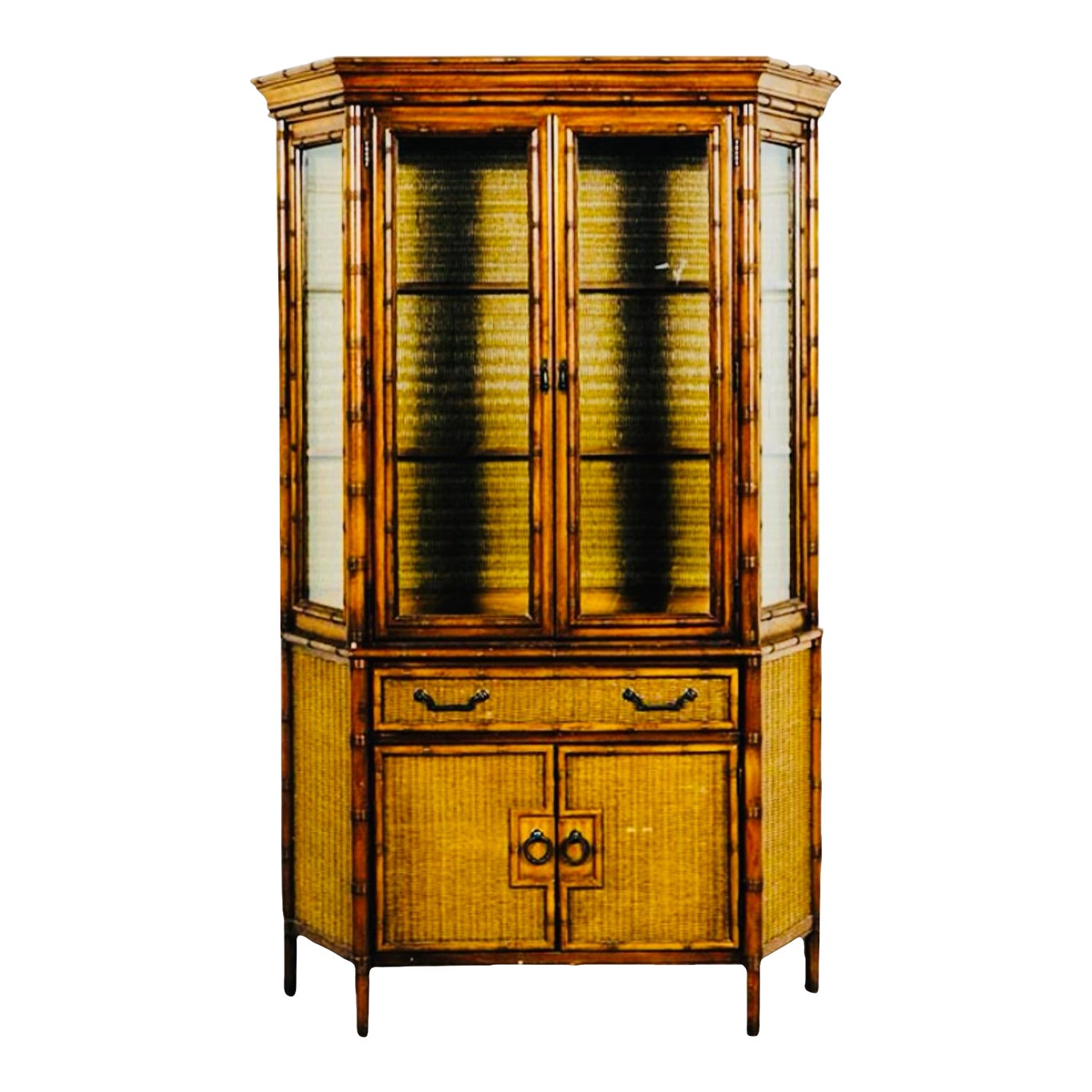 Mid 20th Century Vintage Chinoiserie Faux Bamboo and Rattan China ...