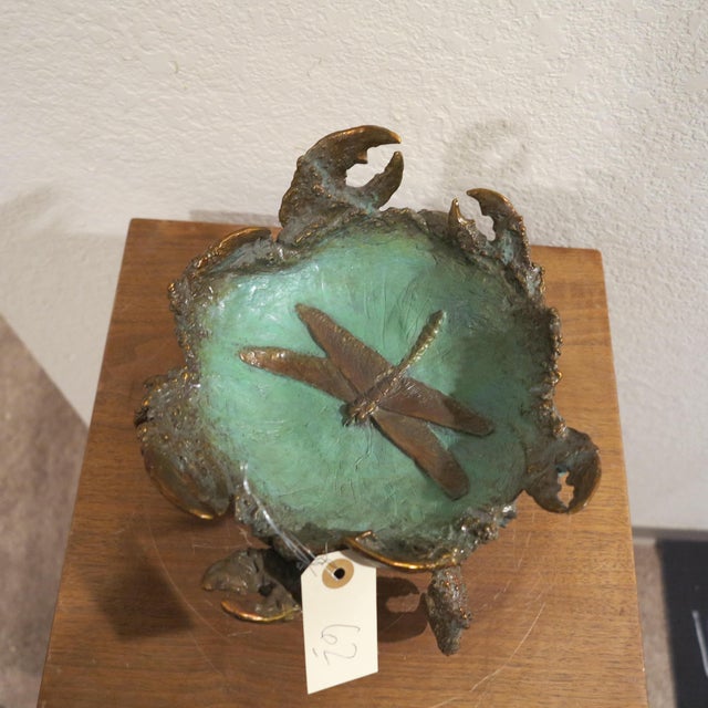 2000 - 2009 William Sharles Original Polychrome Bronze Sculpture Crab Bowl Dragonfly, Signed and Numbered For Sale - Image 5 of 10