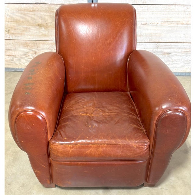 Oversized French Modern Leather Club Chair, France, Circa 1960s For Sale - Image 6 of 18