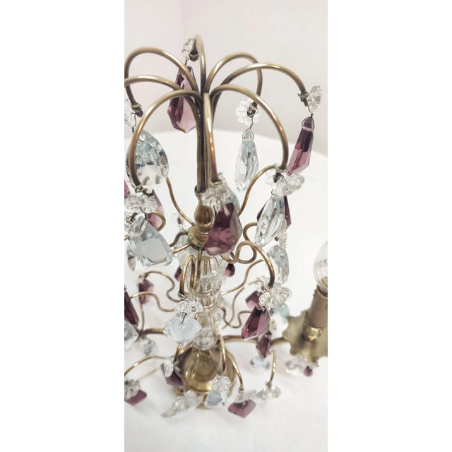 Baroque Bronze & Crystal Table Lamp, France, 1940s For Sale - Image 3 of 17