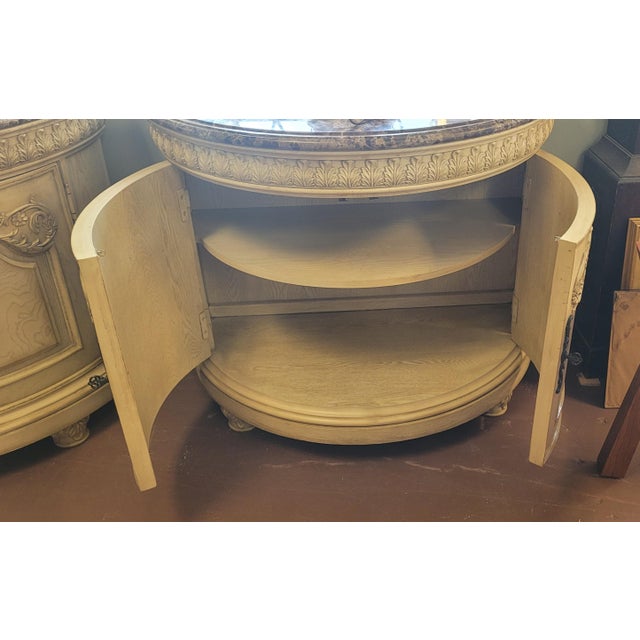 1990s Fine Pair of Contemporary Marble Top Demilune Dresser For Sale - Image 9 of 10