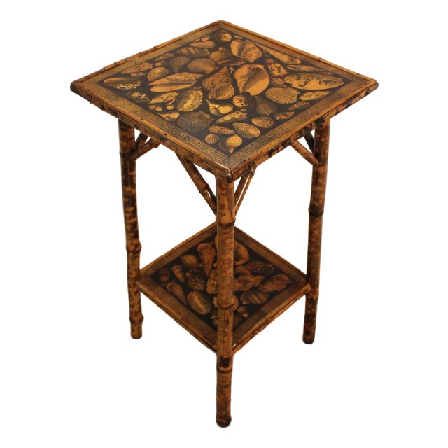 Circa 1870s English Square Two-Tier Bamboo Side Table For Sale