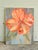 A striking large-scale floral painting featuring an oversized coral-orange blossom rendered in expressive, painterly...