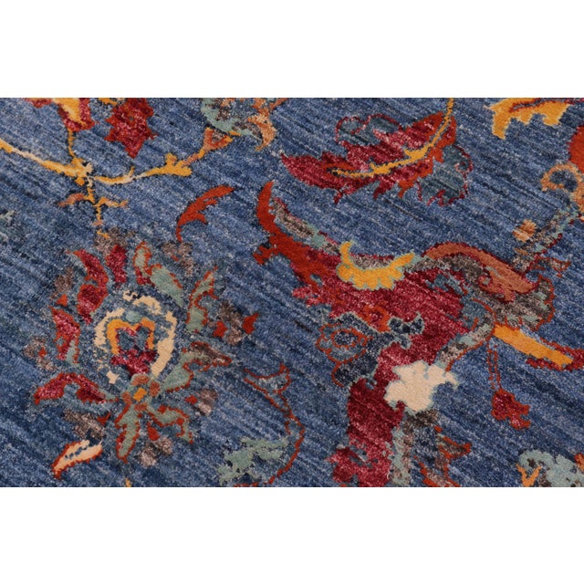 Chic Ziegler Blue Rust Hand-Knotted Wool and Silk Rug - 9'2'' X 12'2'' For Sale In New York - Image 6 of 8