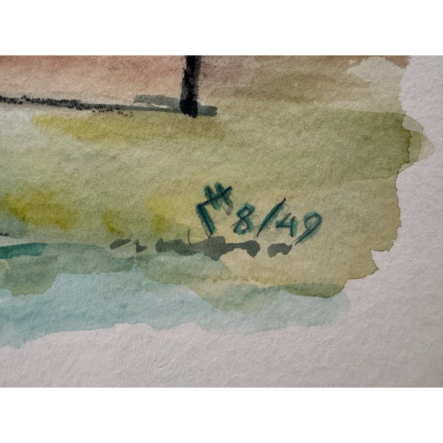 Henry Emil Salloch Original Watercolor on Paper Country Landscape, 1949. For Sale - Image 4 of 6