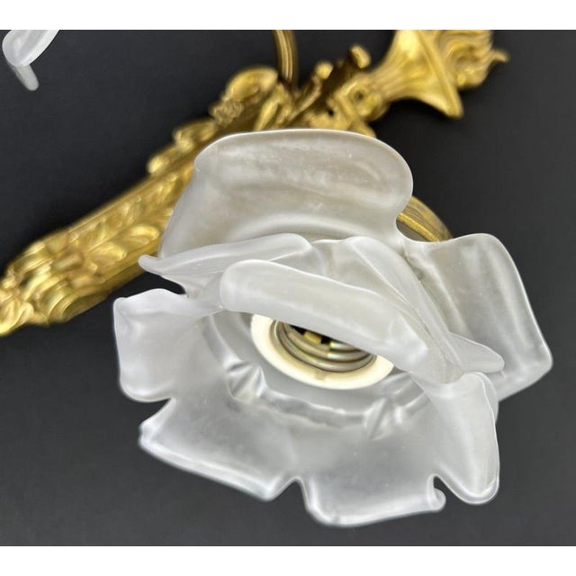 Vintage French Ornate Glass Double Arm Wall Sconces, Set of 2 For Sale - Image 6 of 11