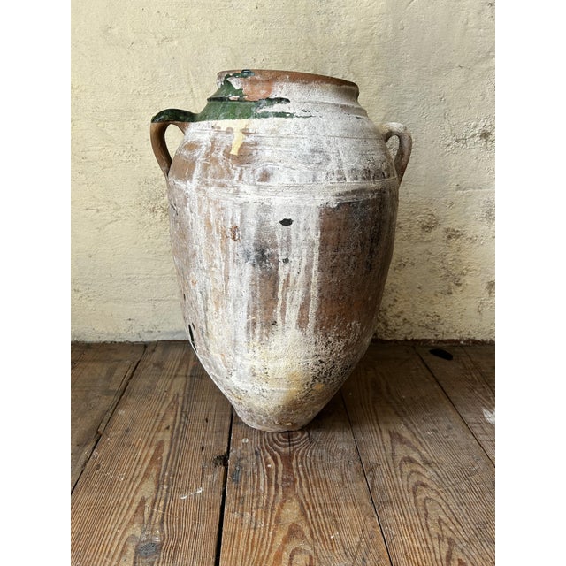 Green Large Mediterranean Terracotta Olive Jar with Original Green Glaze, 1890s For Sale - Image 8 of 12