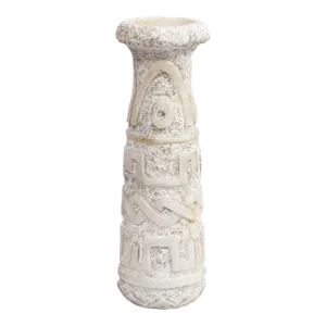 Mid-Century Primitivist Marble Vase With Relief Carved Geometric Detailing in Marble
