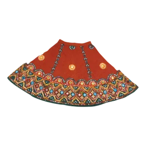 Vintage Indian Embroidered Front Side of a Skirt Textile