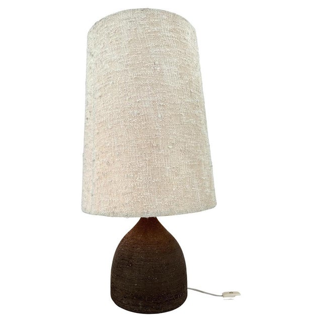 Large Ceramic Table Lamp or Floor Lamp with Original Fabric Shade from Krö, 1960s For Sale - Image 11 of 11