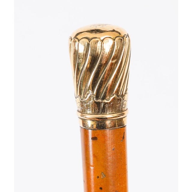 Gold Antique Walking Stick Cane in 18k Gold Pommel, 1800s For Sale - Image 8 of 11