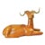 Large Vintage Mid Century Carved Wood Antelope Sculpture With Brass Horns For Sale