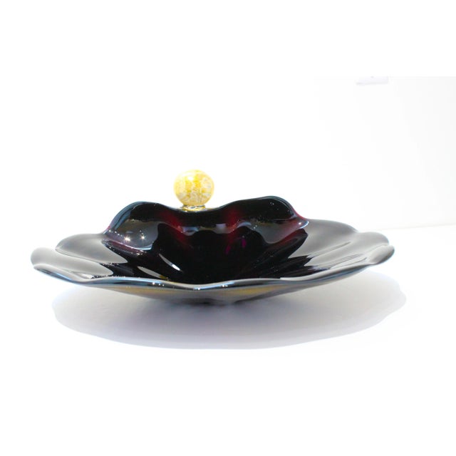 Black Shell Serving Dish Murano Licio Zanetti Signed For Sale - Image 8 of 13