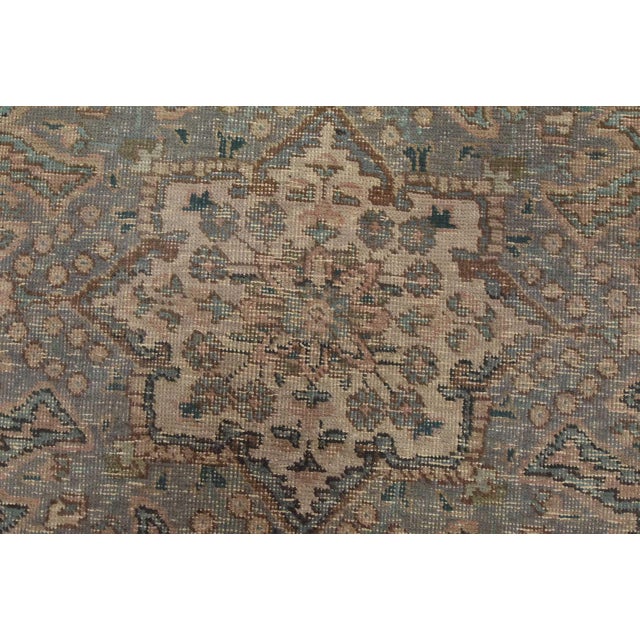 Pink Tabriz Rug 6’8” X 9’11” Pink Wool Vintage Distressed Hand-Knotted Carpet For Sale - Image 8 of 15