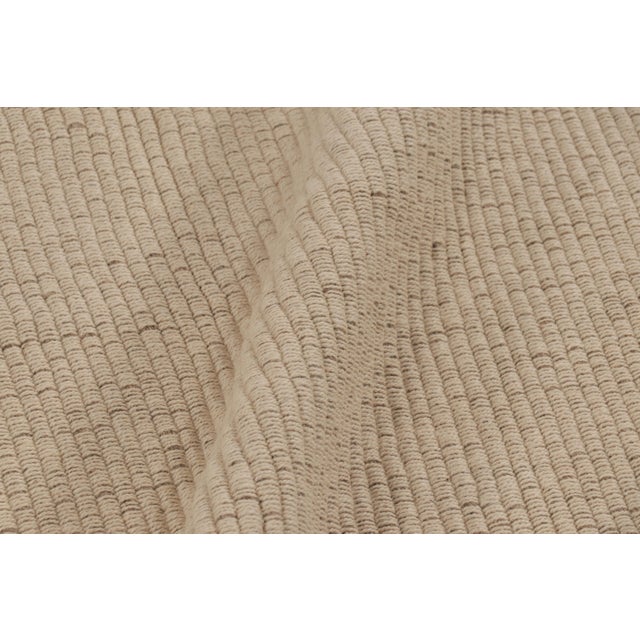 Rug & Kilim’s Accent Kilim and Square Rug in Textural Cream Stripes, Gray Accent For Sale In New York - Image 6 of 7