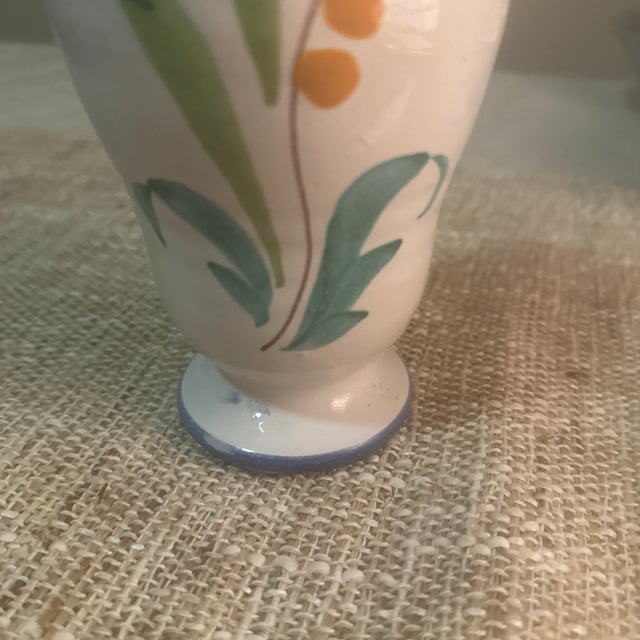 1970s Italian Pottery Vase Glazed Flower Motif Hand Painted For Sale - Image 4 of 9