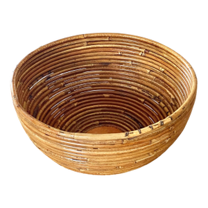 Gabriella Crespi Style Coiled Rattan Bowl (Italy)