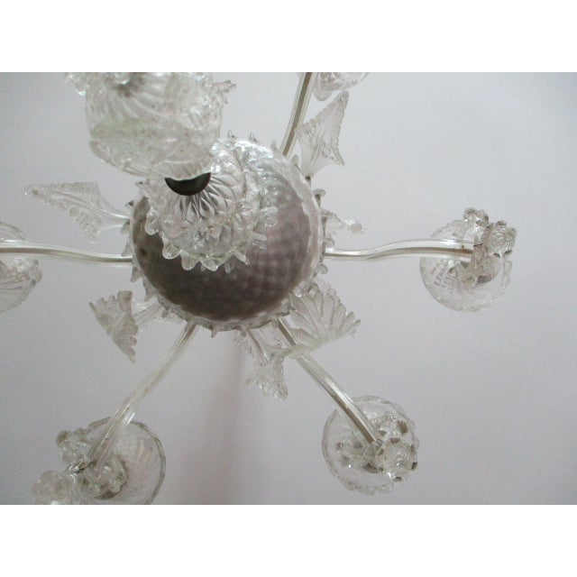 1970s Italian Murano 6 Arm Chandelier For Sale - Image 10 of 12