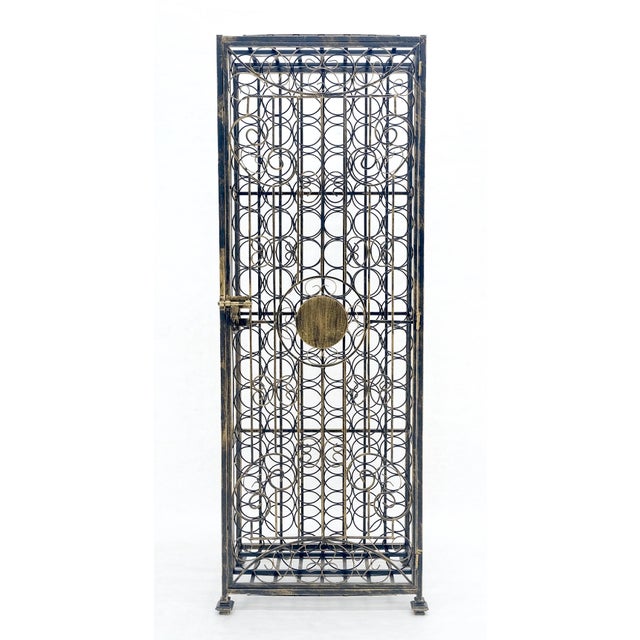 Black Very Large 96 Bottles Cage Shape Wine Rack Locker Wrought Iron For Sale - Image 8 of 15