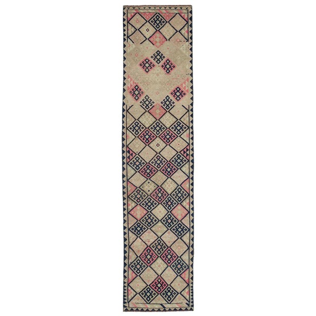 Textile Beige Bohemian Runner Rug For Sale - Image 7 of 7