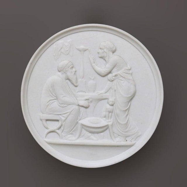 American Pair of Antique Parian Ware Classical Bisque Porcelain Plaques C1880 For Sale - Image 3 of 7
