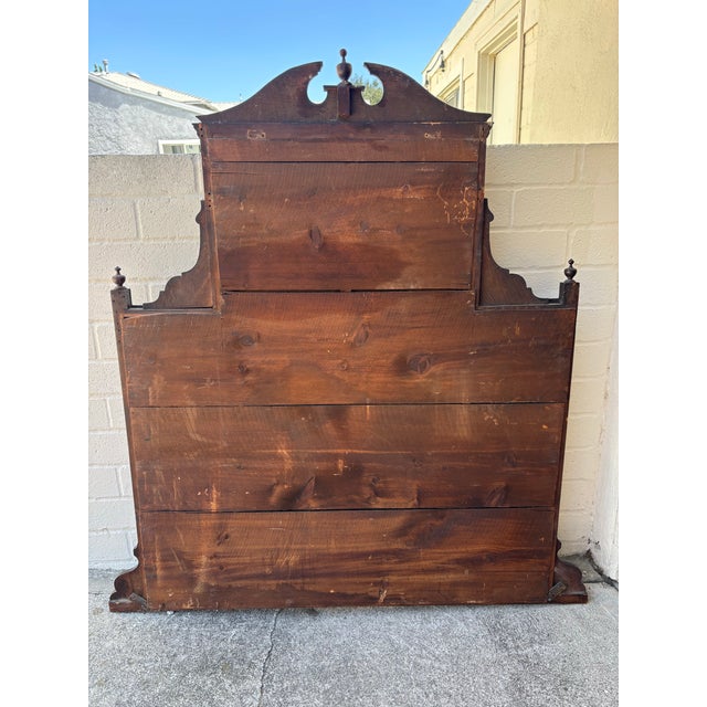 Antique Victorian or Eastlake-Style Carved Wood Overmantel Mirror Featuring Multiple Bevelled Glass Panels and Display Shelves For Sale - Image 9 of 9