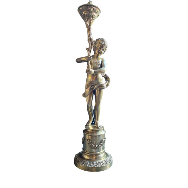 Sculpture of Putto with Torch in Gilt Bronze, 1800s For Sale - Image 11 of 11
