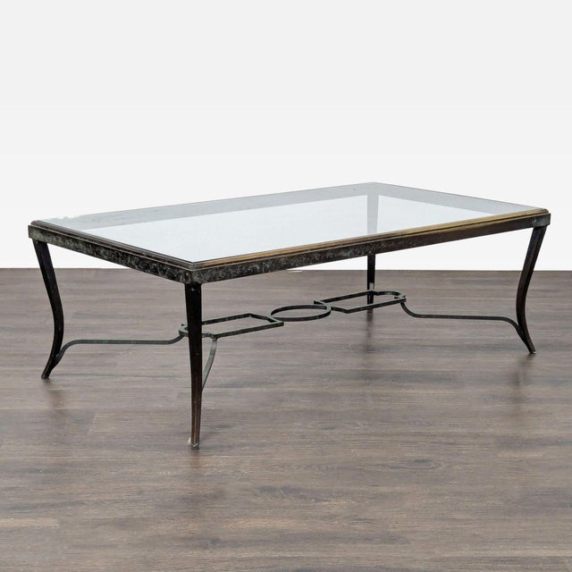 Hollywood Regency Carole Gratale Inc. Wrought Iron Coffee Table For Sale - Image 3 of 7