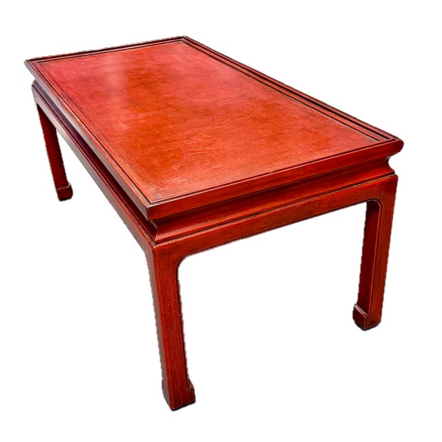 Chinoiserie Vintage Red Chinoiserie Style Coffee Table For Sale - Image 3 of 10