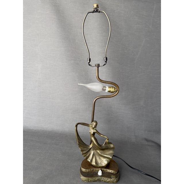 The lampshade you see is not included in this item. This lampshade is AI-generated. Art Deco table lamp. Original vintage...