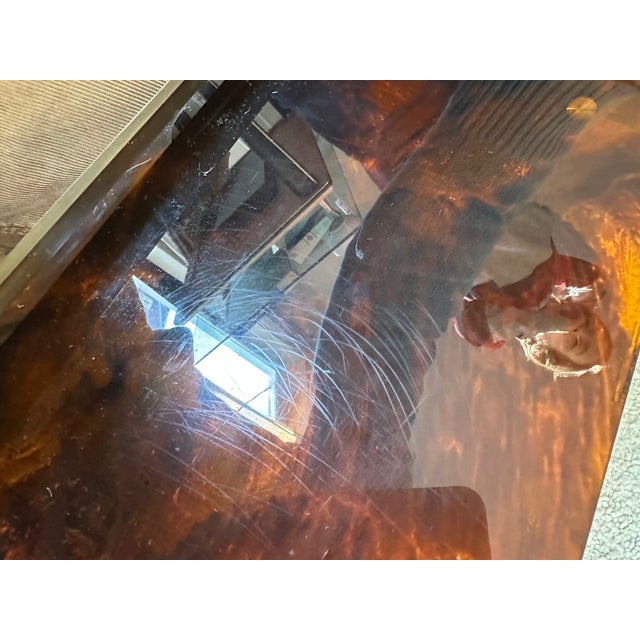 Acrylic Magazine Box with Brass Handle in Faux Tortoiseshell, 1970s For Sale - Image 10 of 18