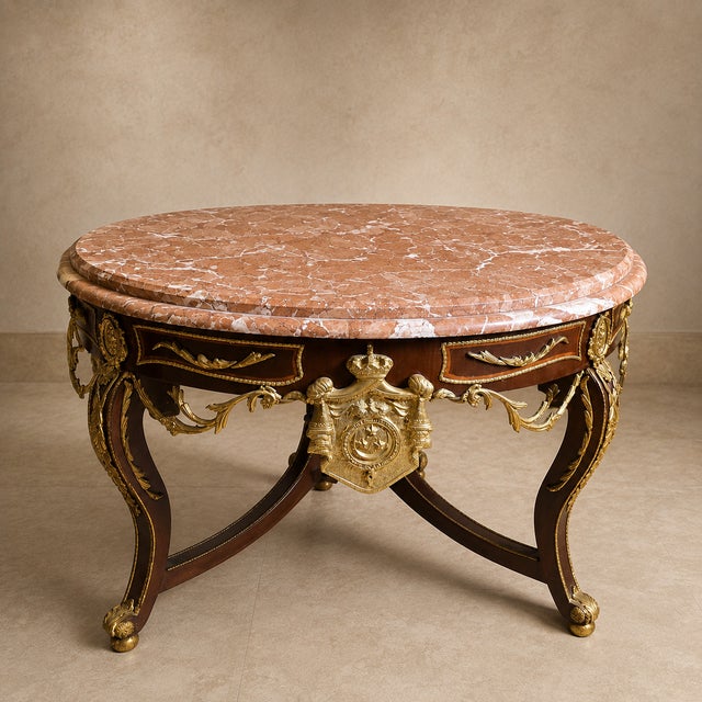 Elevate your space with this elegant Victorian French style center table, crafted in solid wood and adorned with refined...