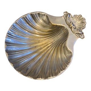 1970s Scalloped Silver Plated Shell Dish from Italy For Sale