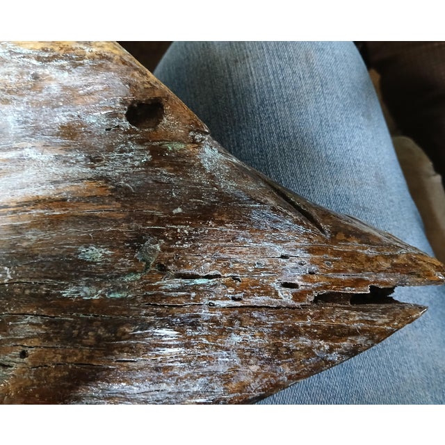 Vintage Old Driftwood Painted Folk Art Fish Wall Hanging For Sale In Naples, FL - Image 6 of 7