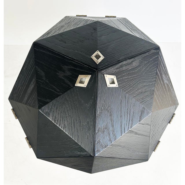 Restoration Hardware Sculptural Polyhedron Rolling Bar Cart With Hinged Doors For Sale - Image 10 of 17