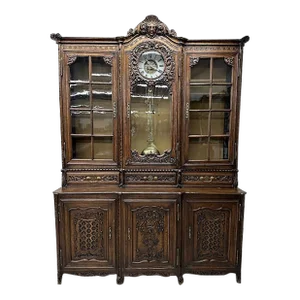 19th Century French Carved Oak Vaisselier With Clock